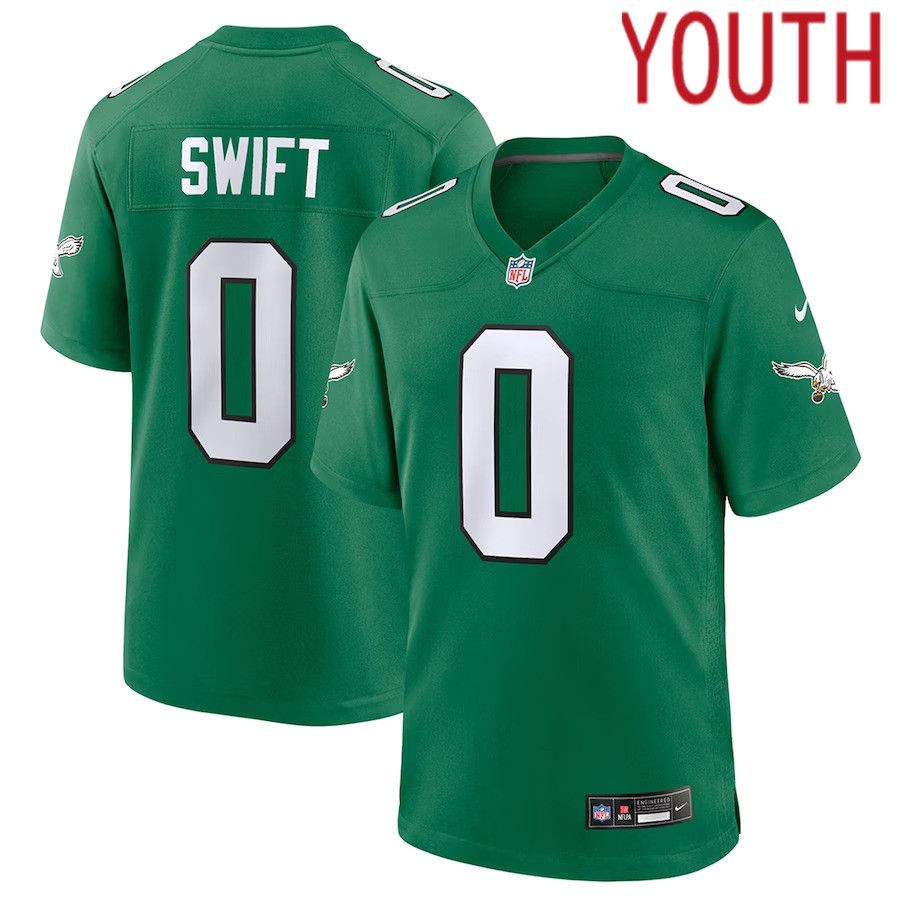 Youth Philadelphia Eagles 0 DAndre Swift Nike Kelly Green Alternate Player Game NFL Jersey